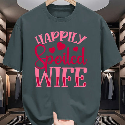 Best Wife Shirt, Wife and Husband Unisex T-Shirt/Hoodie/Sweatshirt HLT00 - Gift for wife T shirt, spoiled wife   Womens Funny Wife Happily Spoiled Wife V-Neck T-Shirt (5)