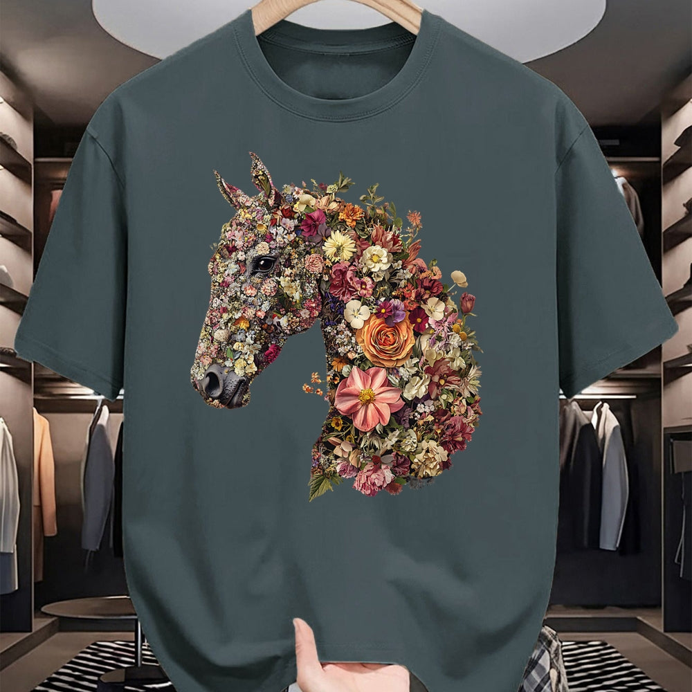 Best Horse Lover Shirt , Funny Horse UnisexT-Shirt/Hoodie/Sweatshirt HLT00 - Horse Lover Gifts Floral Horse T-Shirt - Unisex-Adult, Classic Fit, Black, Small, Short Sleeve, Cott