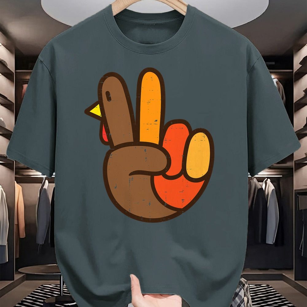Best Thanksgiving Family Shirt , Funny Thanksgiving UnisexT-Shirt/Hoodie/Sweatshirt HLT00 - Peace Sign Turkey Hand Cool Thanksgiving Hippie Men Women T-Shirt