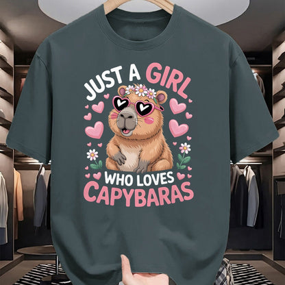 Cute Capybara Shirt, Funny Capybara Unisex T-Shirt/Hoodie/Sweatshirt HLT00 - Girls Capybara T-Shirt