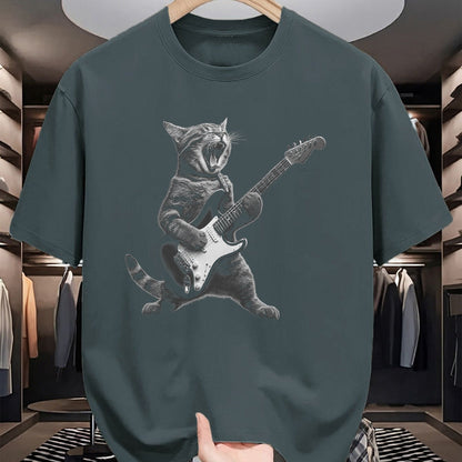 Guitar Lover Shirt, Funny Guitar UnisexT-Shirt/Hoodie/Sweatshirt HLT00 - Funny Cat Playing Guitar Rock and Roll Gifts Men Women Kid T-Shirt