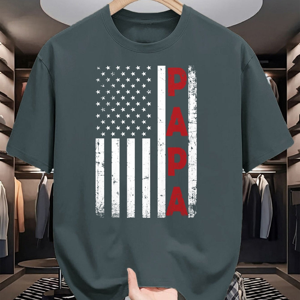 Gift for Dad Shirt, Funny Dad Unisex T-Shirt/Hoodie/Sweatshirt HLT00 – Proud Papa USA Flag Fathers Day Tee Gifts From Grandchildren Long Sleeve T-Shirt