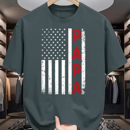 Gift for Dad Shirt, Funny Dad Unisex T-Shirt/Hoodie/Sweatshirt HLT00 – Proud Papa USA Flag Fathers Day Tee Gifts From Grandchildren Long Sleeve T-Shirt