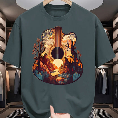 Guitar Lover Shirt, Funny Guitar UnisexT-Shirt/Hoodie/Sweatshirt HLT00 - Guitar Landscape Music Lover- Acoustic Guitar Player Graphic T-Shirt
