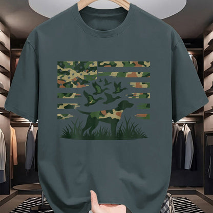 Funny Hunting Shirt, Gift For Hunting Lover Unisex T-Shirt/Hoodie/Sweatshirt HLT00 - Youth Camo Mallard Duck Hunting Dog Camouflage American Flag T-Shirt
