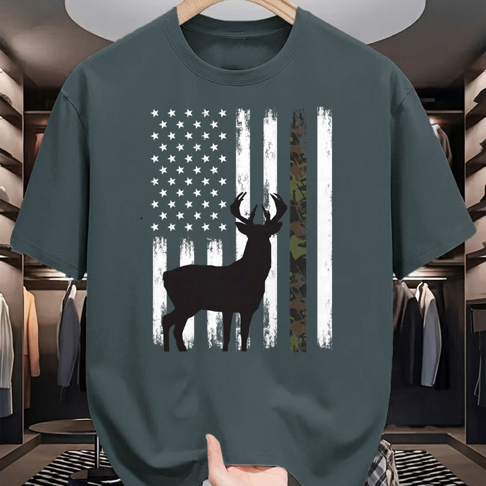 Funny Hunting Shirt, Gift For Hunting Lover Unisex T-Shirt/Hoodie/Sweatshirt HLT00 - Whitetail Deer Hunting Hunter Buck Camo American Flag USA T-Shirt