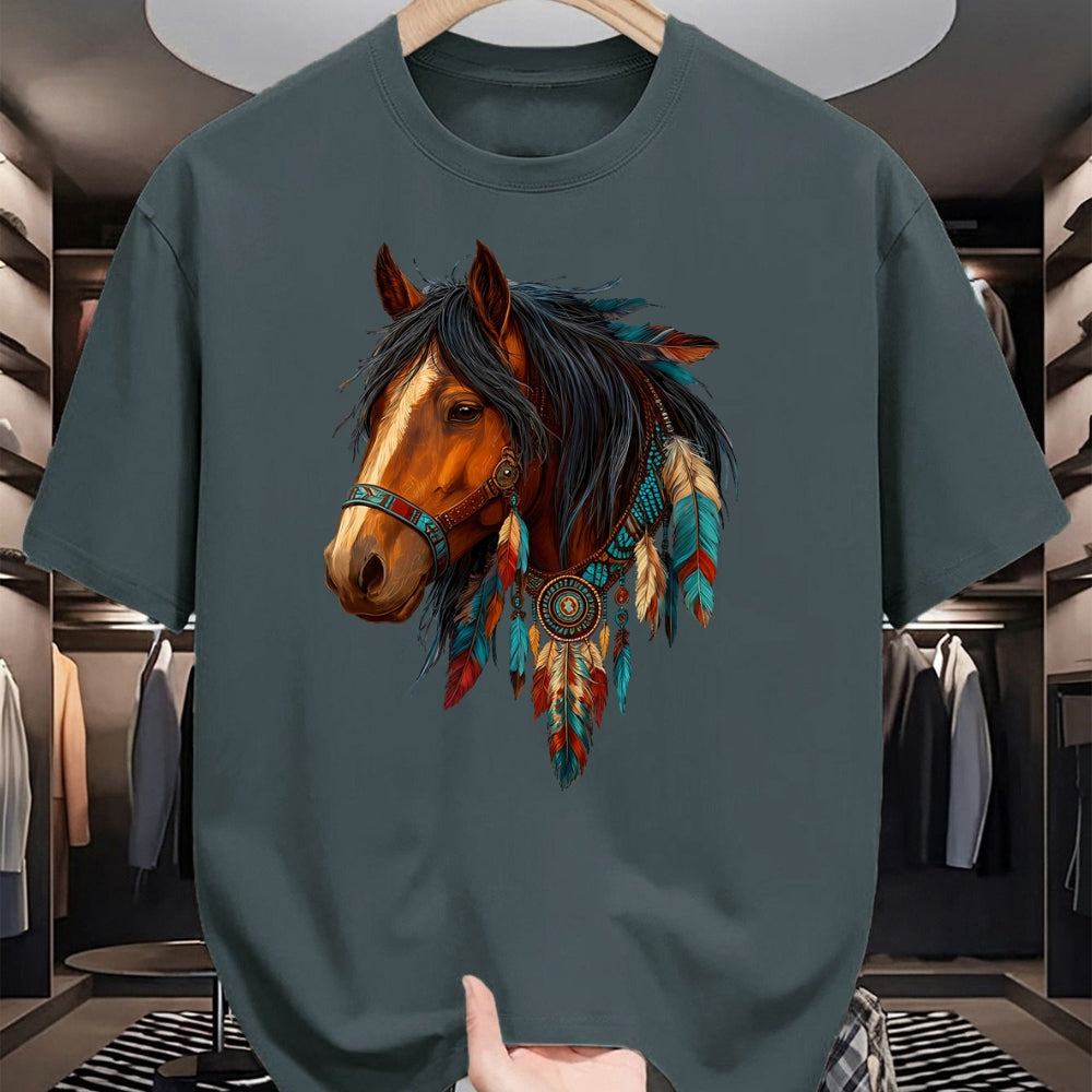 Best Horse Lover Shirt , Funny Horse UnisexT-Shirt/Hoodie/Sweatshirt HLT00 - Proud Indian Native American Horse Animal Feather Headdress T-Shirt