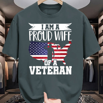 Best Wife Shirt, Wife and Husband Unisex T-Shirt/Hoodie/Sweatshirt HLT00 - Gift for wife T shirt, lucky wife   Proud Wife Of Veteran Nothing Scares Patriotic Veterans Day T-Sh