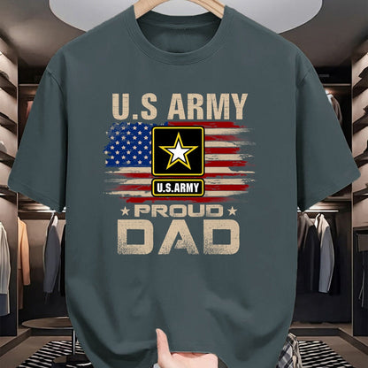 Gift for Dad Shirt, Funny Dad Unisex T-Shirt/Hoodie/Sweatshirt HLT00 – Vintage U.S Army Proud Dad With American Flag T-Shirt