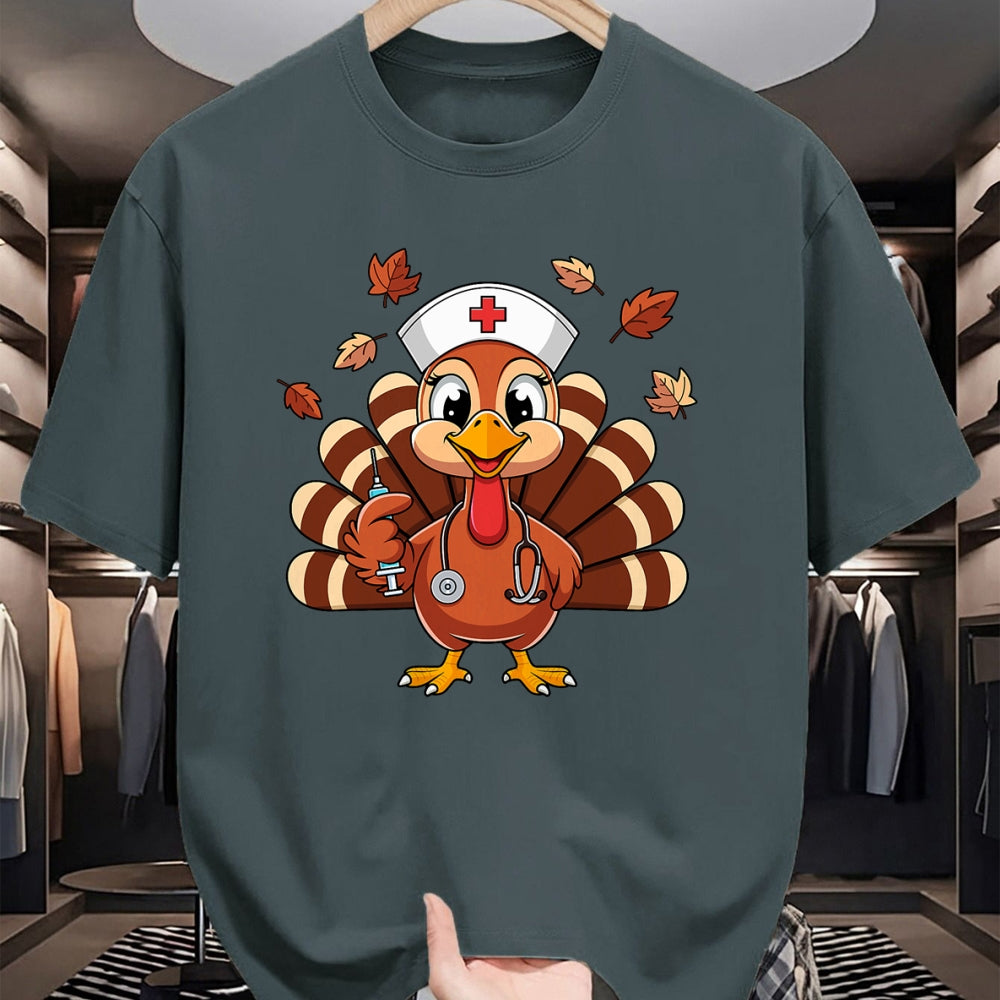 Funny Nurse Shirt, Nurse Unisex T-Shirt/Hoodie/Sweatshirt HLT00 - Thanksgiving Nurse Turkey RN ICU ER NICU Nurse Crew Women T-Shirt