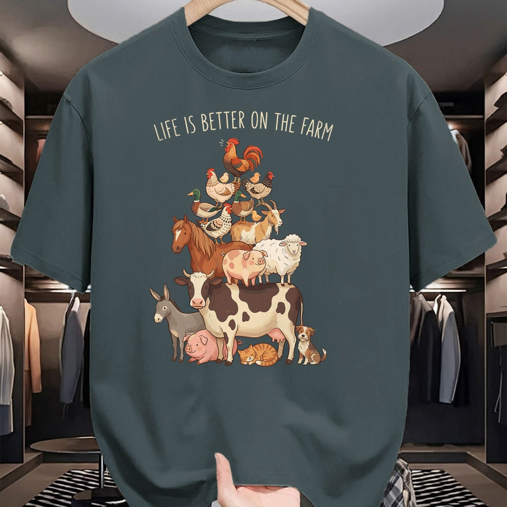 Best Farmer Life Shirt, Funny Farmer UnisexT-Shirt/Hoodie/Sweatshirt HLT00 - Life is Better on the Farm Farmers Farming Cow Pig Chicken T-Shirt