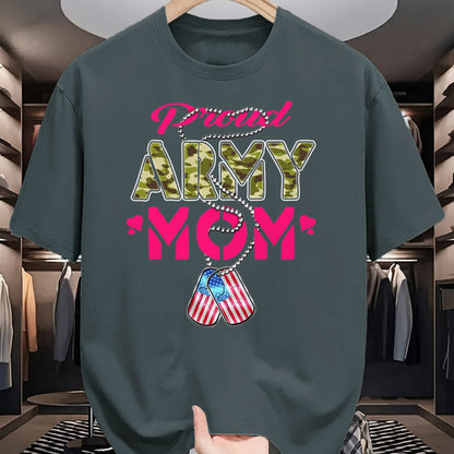 Gift for Mom Shirt, Funny Mom Unisex T-Shirt/Hoodie/Sweatshirt HLT00 - Proud Army Mom US Flag Camo Dog Tags Military Mother T-Shirt