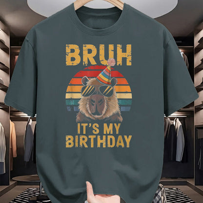 Cute Capybara Shirt, Funny Capybara Unisex T-Shirt/Hoodie/Sweatshirt HLT00 - Funny Capybara Birthday Boys Adult Kids Bruh Its My Birthday T-Shirt, Youth, Black, Large