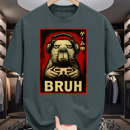 Cute Capybara Shirt, Funny Capybara Unisex T-Shirt/Hoodie/Sweatshirt HLT00 - Funny Capybara Gamer Bruh Graphic Tee Men Boys Teens Gaming T-Shirt