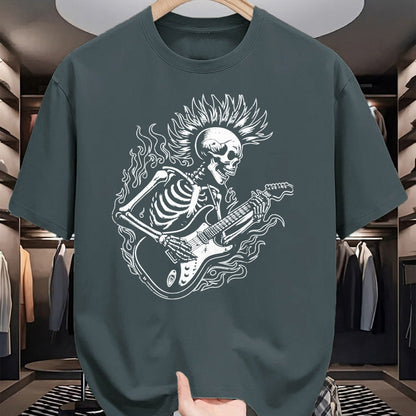 Guitar Lover Shirt, Funny Guitar UnisexT-Shirt/Hoodie/Sweatshirt HLT00 - Punk Rock Skeleton Electric Guitar Rocker Men Boys Kids T-Shirt, Men, Black, Large