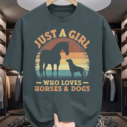 Best Horse Lover Shirt , Funny Horse UnisexT-Shirt/Hoodie/Sweatshirt HLT00 - Just A Girl Who Loves Horses and Dogs Women Girls T-Shirt, Men, Black, 3X-Large