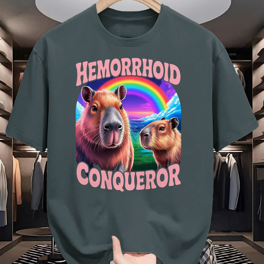 Cute Capybara Shirt, Funny Capybara Unisex T-Shirt/Hoodie/Sweatshirt HLT00 - Hemorrhoids Conqueror Capybara Jokes Funny Hemorrhoid T-Shirt