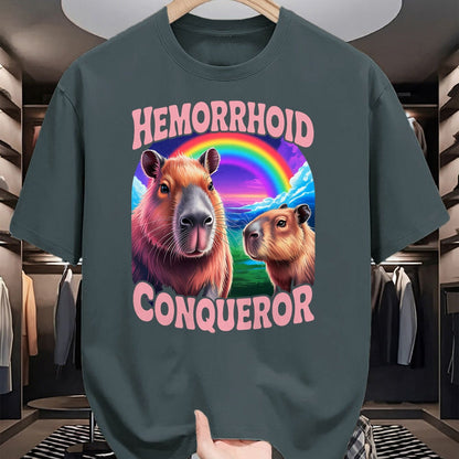 Cute Capybara Shirt, Funny Capybara Unisex T-Shirt/Hoodie/Sweatshirt HLT00 - Hemorrhoids Conqueror Capybara Jokes Funny Hemorrhoid T-Shirt
