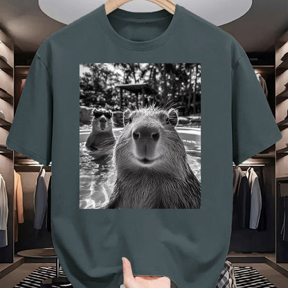 Cute Capybara Shirt, Funny Capybara Unisex T-Shirt/Hoodie/Sweatshirt HLT00 - Funny Capybara Selfie T Shirts for Men and Women Cute Animal Tees