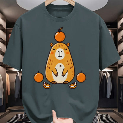 Cute Capybara Shirt, Funny Capybara Unisex T-Shirt/Hoodie/Sweatshirt HLT00 - Kawaii Capybara Orange Long Sleeve T-Shirt (1)