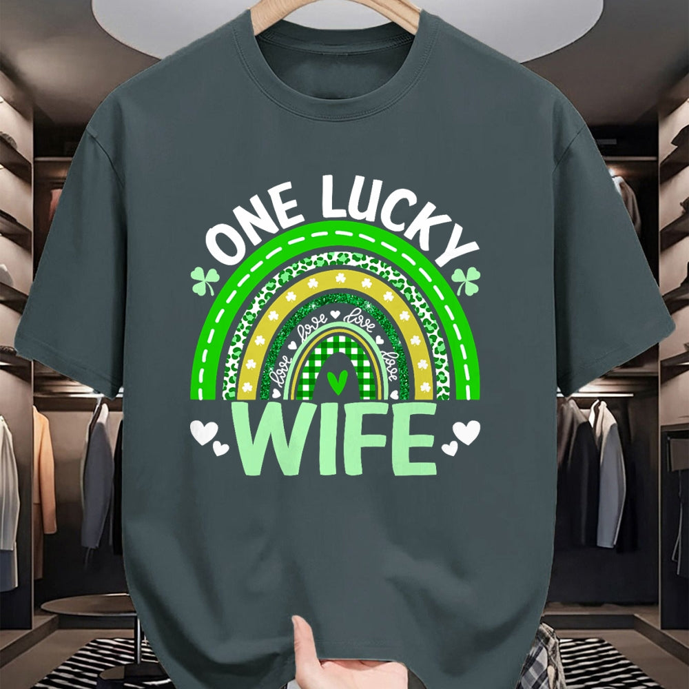 Best Wife Shirt, Wife and Husband Unisex T-Shirt/Hoodie/Sweatshirt HLT00 - Gift for wife T shirt, lucky wife   St Patricks Day Clover One Lucky Wife Rainbow Shamrock T-Shirt