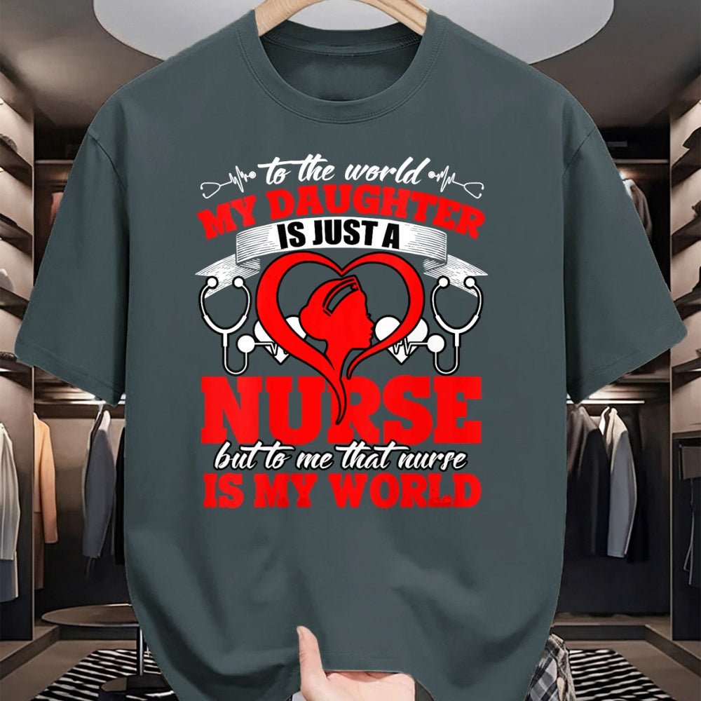 Funny Nurse Shirt, Nurse Unisex T-Shirt/Hoodie/Sweatshirt HLT00 - Womens My Daughter Is A Nurse, Proud To Be A Nurse's Mom V-Neck T-Shirt