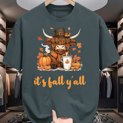 Best Thanksgiving Family Shirt , Funny Thanksgiving UnisexT-Shirt/Hoodie/Sweatshirt HLT00 - Scottish Highland Cow Fall Thanksgiving it´s Fall yáll T-Shirt