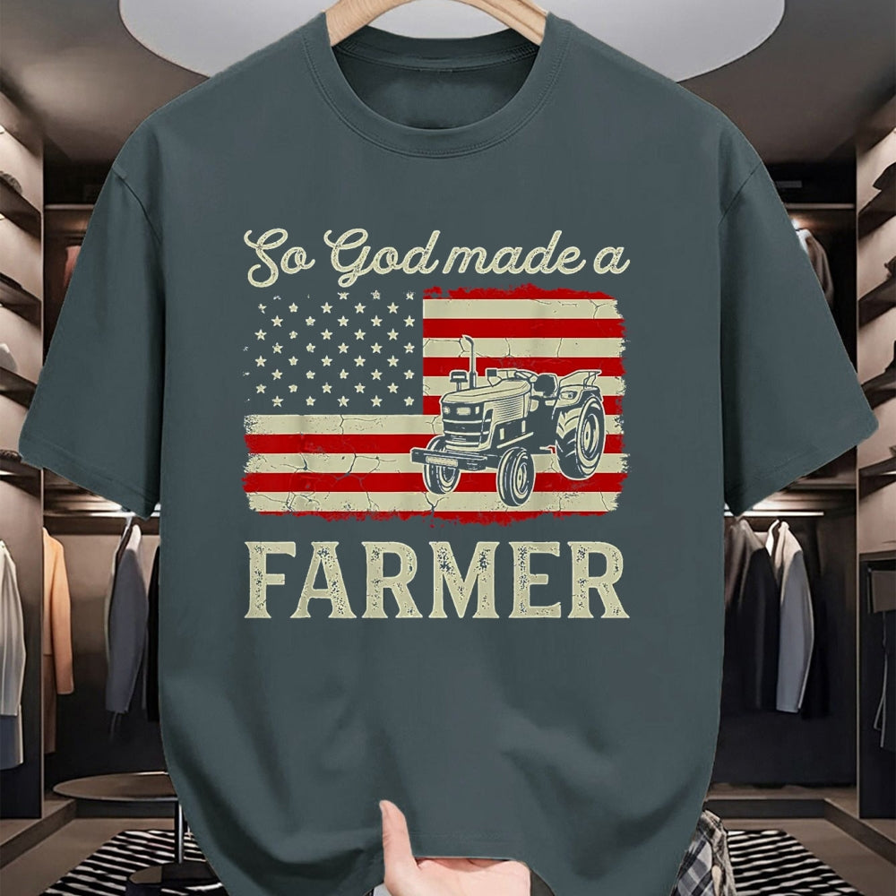 Best Farmer Life Shirt, Funny Farmer UnisexT-Shirt/Hoodie/Sweatshirt HLT00 - Vintage Old American Flag Patriotic So God Made A Farmer T-Shirt, Youth, Olive Green, Medium