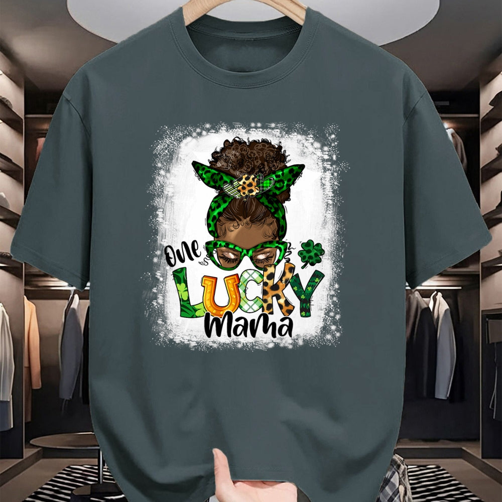 Gift for Mom Shirt, Funny Mom Unisex T-Shirt/Hoodie/Sweatshirt HLT00 - One Lucky Mama Mom Mother African American St Patrick's Day T-Shirt
