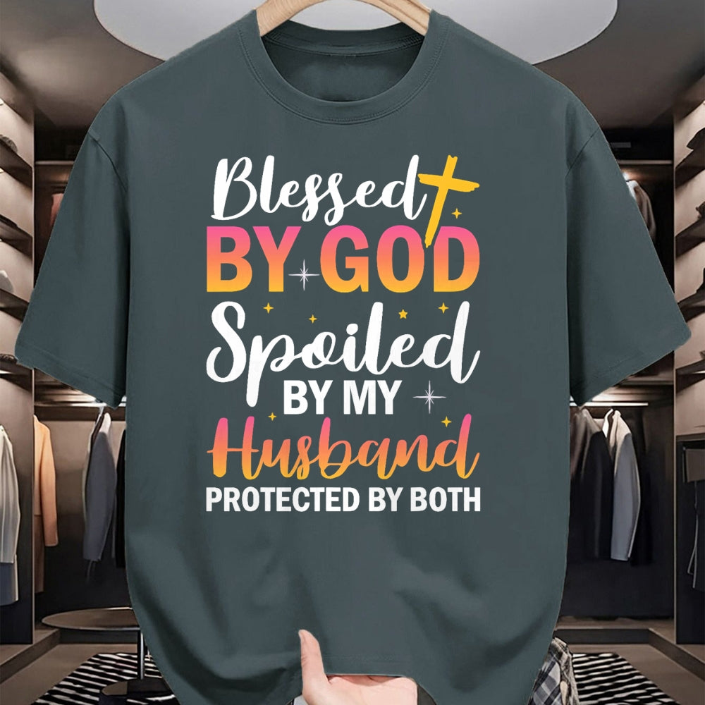 Best Wife Shirt, Wife and Husband Unisex T-Shirt/Hoodie/Sweatshirt HLT00 - Gift for wife T shirt, spoiled wife   Christian Wife Jesus Blessed By God Spoiled By My Husband T-Sh (1)
