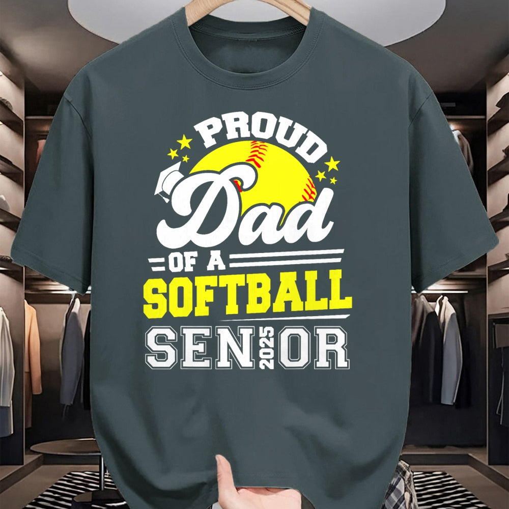 Gift for Dad Shirt, Funny Dad Unisex T-Shirt/Hoodie/Sweatshirt HLT00 – Proud Dad Of A Softball Senior 2025 Graduate T-Shirt