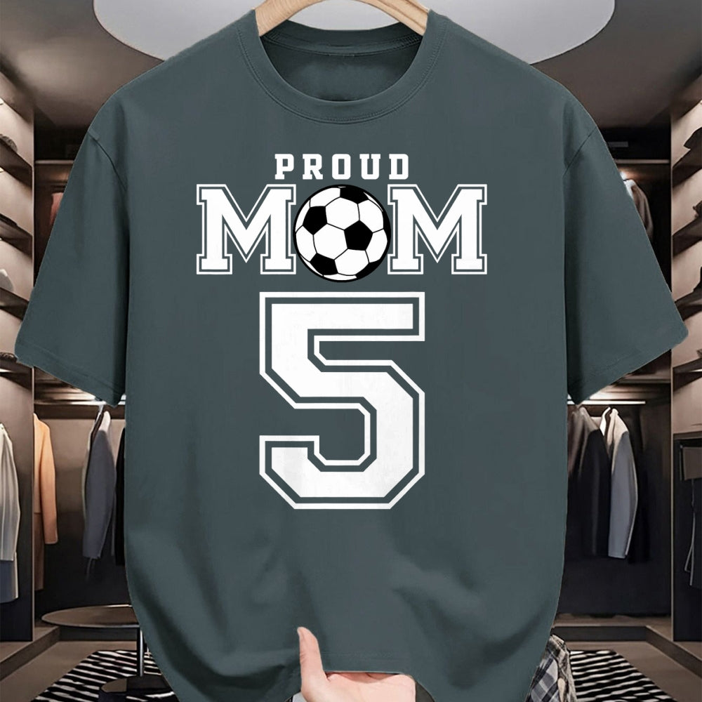 Gift for Mom Shirt, Funny Mom Unisex T-Shirt/Hoodie/Sweatshirt HLT00 - Number 5 Custom Proud Soccer Futbol Mom Personalized Women T-Shirt