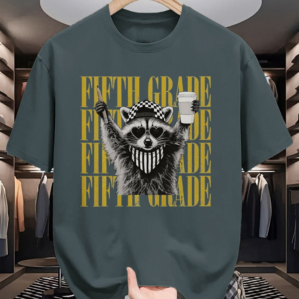 Best Teacher Shirt, Funny Teacher UnisexT-Shirt/Hoodie/Sweatshirt HLT00 - Funny Fifth Grade Teacher Feral Raccoon Back to School T-Shirt, Men, Black, 3X-Large