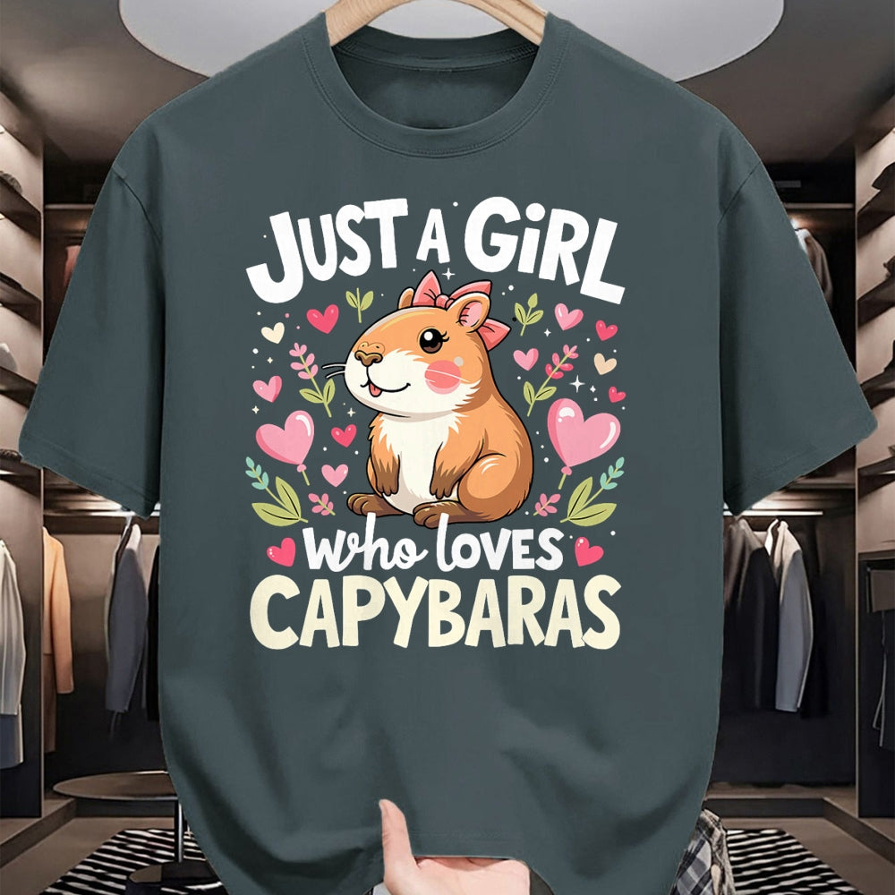 Cute Capybara Shirt, Funny Capybara Unisex T-Shirt/Hoodie/Sweatshirt HLT00 - Capybara Shirt Just A Girl Who Loves Capybara Lover Kids Boy T-Shirt