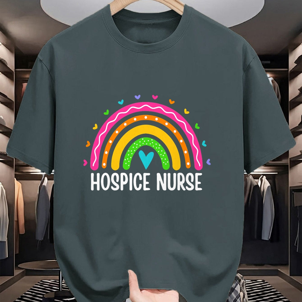 Funny Nurse Shirt, Nurse Unisex T-Shirt/Hoodie/Sweatshirt HLT00 - Hospice Care Nursing Rainbow RN Registered Hospice Nurse T-Shirt