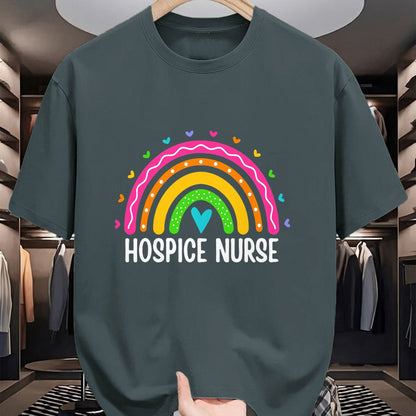 Funny Nurse Shirt, Nurse Unisex T-Shirt/Hoodie/Sweatshirt HLT00 - Hospice Care Nursing Rainbow RN Registered Hospice Nurse T-Shirt