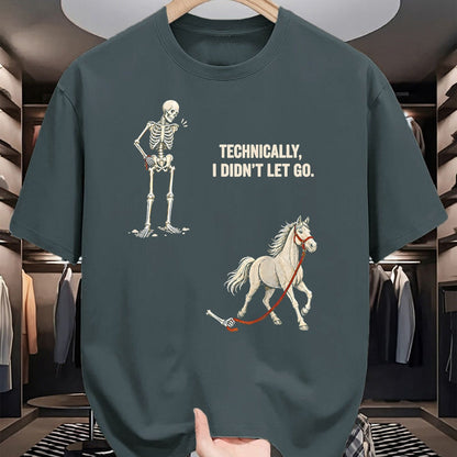 Best Horse Lover Shirt , Funny Horse UnisexT-Shirt/Hoodie/Sweatshirt HLT00 - Technically I Didn_t Let Go Skeleton Horse Riding Halloween T-Shirt