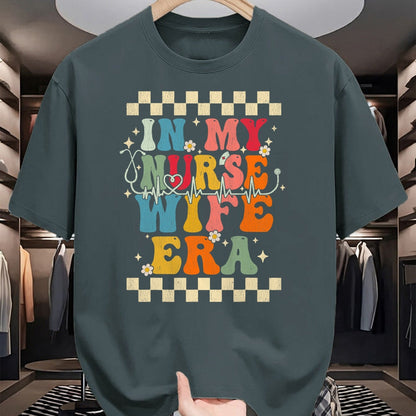Funny Nurse Shirt, Nurse Unisex T-Shirt/Hoodie/Sweatshirt HLT00 - In My Nurse Wife Era Retro Groovy Gift Nurse Wife T-Shirt