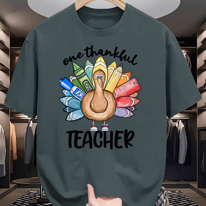 Best Thanksgiving Family Shirt , Funny Thanksgiving UnisexT-Shirt/Hoodie/Sweatshirt HLT00 - One Thankful Teacher Thanksgiving Turkey, Cute Crayon Pencil T-Shirt