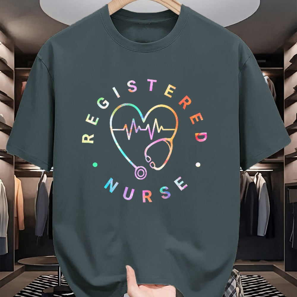 Funny Nurse Shirt, Nurse Unisex T-Shirt/Hoodie/Sweatshirt HLT00 - Registered Nurse Heart Beat Tie Dye Long Sleeve RN Nursing T-Shirt
