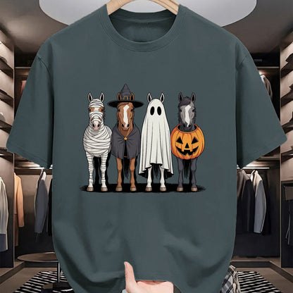 Best Horse Lover Shirt , Funny Horse UnisexT-Shirt/Hoodie/Sweatshirt HLT00 - Spooky Ghost Horse Pumpkin Halloween Skeleton T-Shirt
