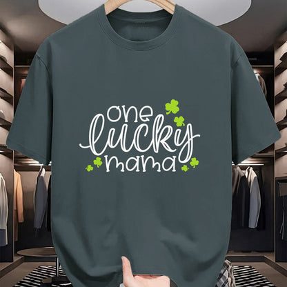 Gift for Mom Shirt, Funny Mom Unisex T-Shirt/Hoodie/Sweatshirt HLT00 - One Lucky Mama Mother Mom St. Patrick's Day Long Sleeve T-Shirt