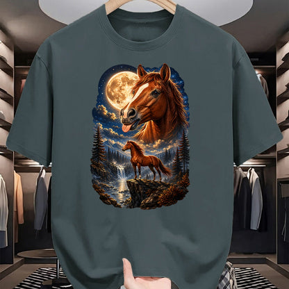 Best Horse Lover Shirt , Funny Horse UnisexT-Shirt/Hoodie/Sweatshirt HLT00 - Funny Horse Howling to The Moon Meme Mystical Horse Art T-Shirt