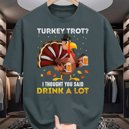 Best Thanksgiving Family Shirt , Funny Thanksgiving UnisexT-Shirt/Hoodie/Sweatshirt HLT00 - Turkey Trot Squad Running Drinking Matching Thanksgiving T-Shirt