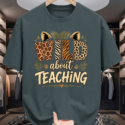 Best Teacher Shirt, Funny Teacher UnisexT-Shirt/Hoodie/Sweatshirt HLT00 - Wild About Teaching Leopard Safari Animal Print Teacher Fun T-Shirt