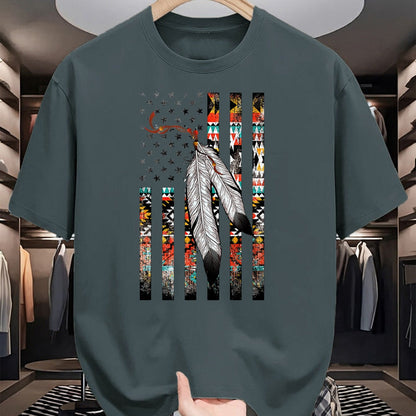 Native American T-Shirts, Vintage Native American Unisex T-Shirt/Hoodie/Sweatshirt HLT00 - Native American Justice Day Shirt, Tribe Feather Flag