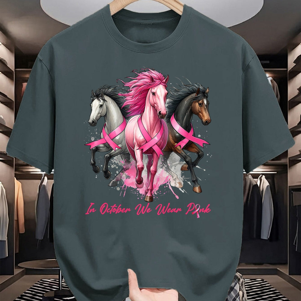Best Horse Lover Shirt , Funny Horse UnisexT-Shirt/Hoodie/Sweatshirt HLT00 - in October We Wear Pink Horse Breast Cancer Awareness Women T-Shirt