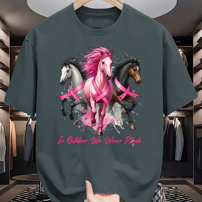 Best Horse Lover Shirt , Funny Horse UnisexT-Shirt/Hoodie/Sweatshirt HLT00 - in October We Wear Pink Horse Breast Cancer Awareness Women T-Shirt