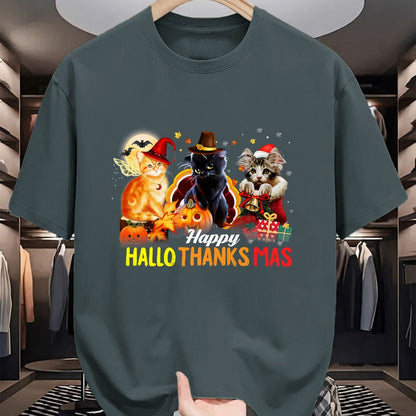Cat Love Shirt, Funny Cat Lover Gift UnisexT-Shirt/Hoodie/Sweatshirt HLT00 - Hallo Thanks Mas Shirt Halloween Cat Love Thanksgiving Xmas T-Shirt for Men Women Kids