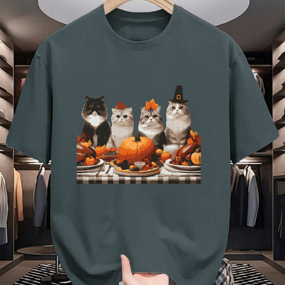 Best Thanksgiving Family Shirt , Funny Thanksgiving UnisexT-Shirt/Hoodie/Sweatshirt HLT00 - Thanksgiving Cats Dinner Feast Vintage Fall Men Women Kids T-Shirt